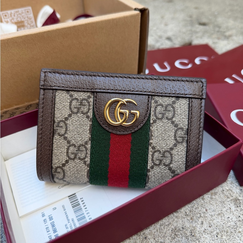 Gucci Dark Brown Leather Wallet with Gold Hardware
